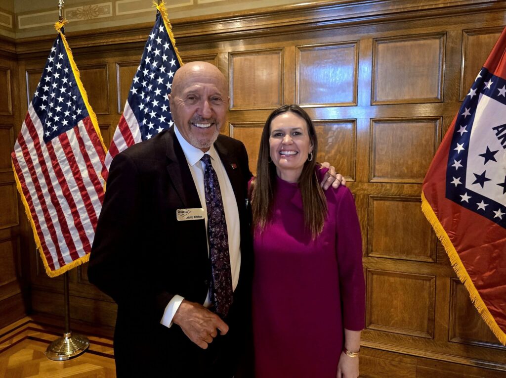 Johnny Mitchum with Arkansas Governor Sarah Huckabee Sanders following his reappointment to the Arkansas Economic Development Council